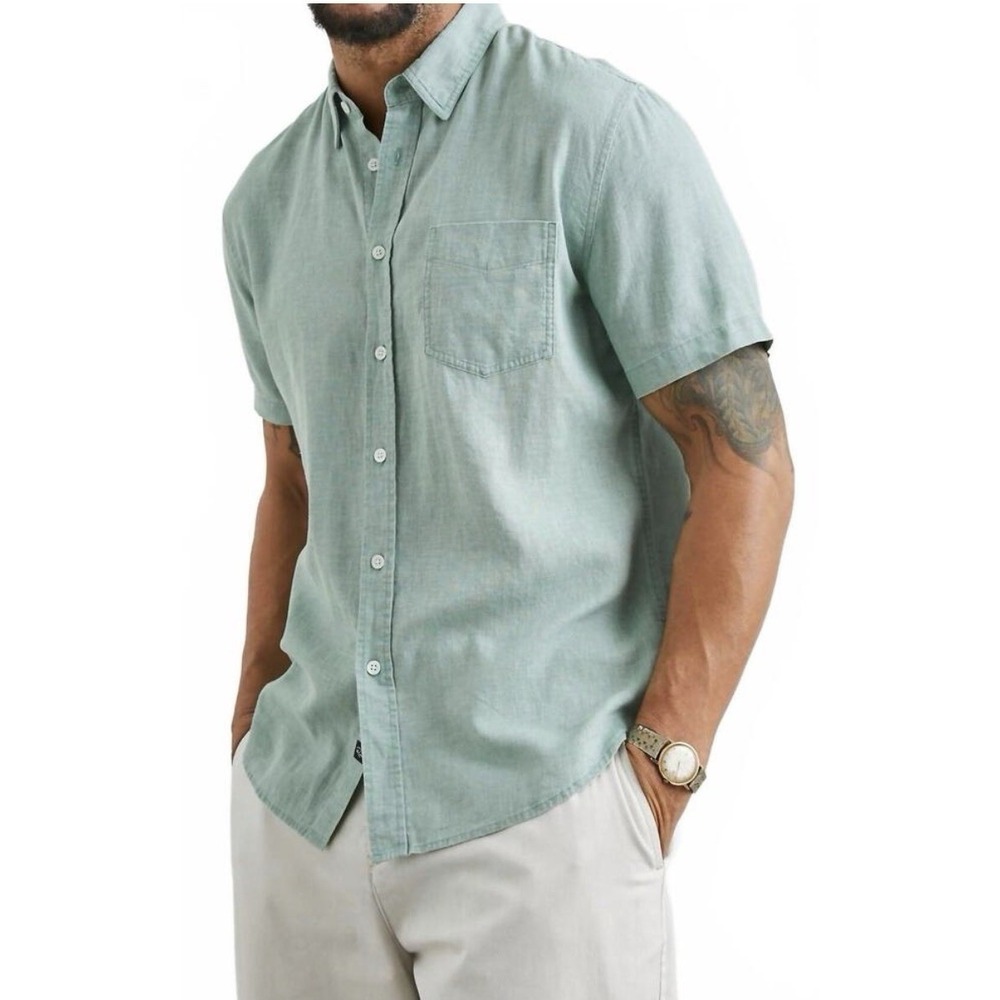 Rails Paros Linen Blend Short Sleeve Shirt Jade SZ XL Lightweight Casual Cruise